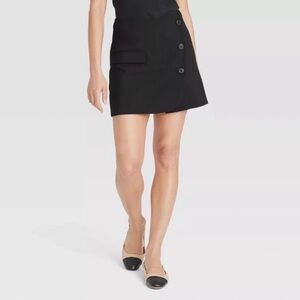 a new day Black Mini Skirt with Button Accents